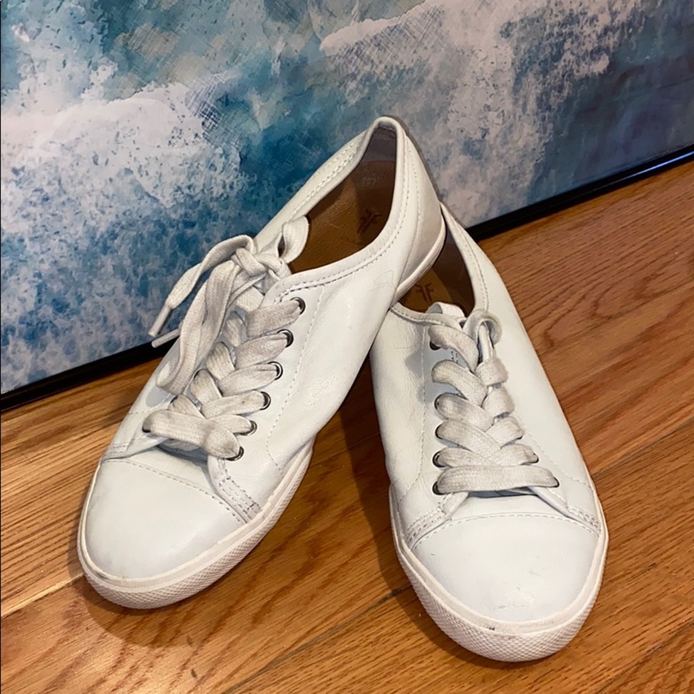 Frye white leather low sneakers